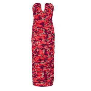 Milly Windmill Floral Chiffon Dress - Red Multi / 12